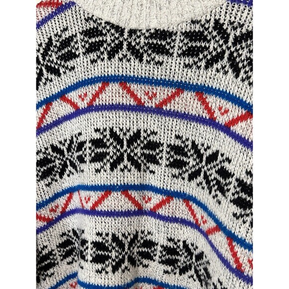 Vintage In Resource Doris Skis Sweater Geometric Stripe Womens Medium Snowflake - Picture 2 of 4